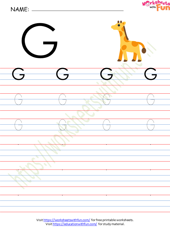 English - Preschool: Alphabet (Letter 'G') Worksheet 4